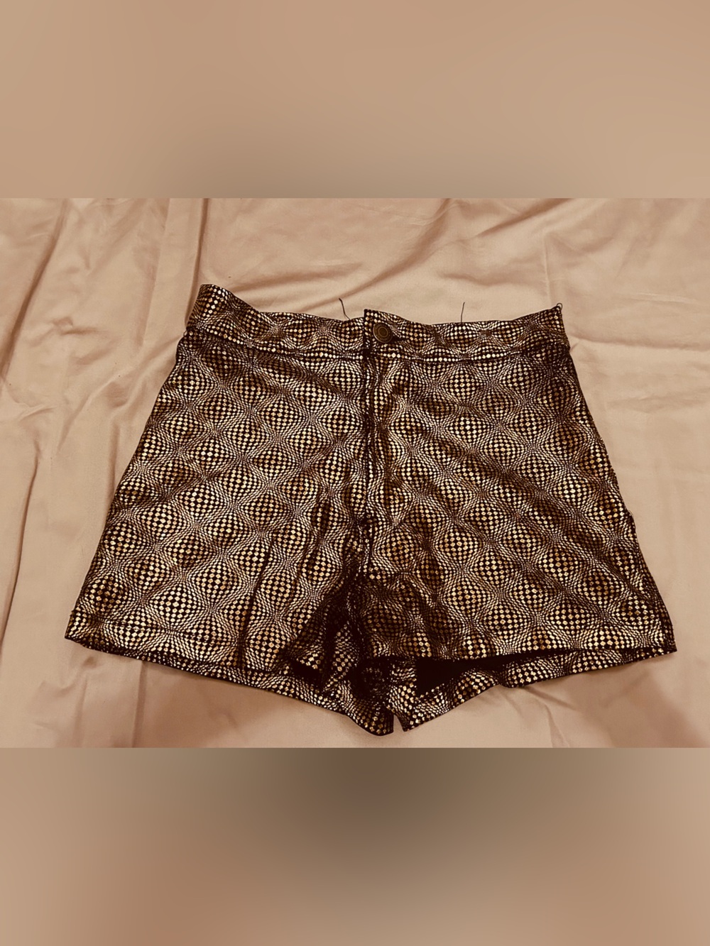 Electric Styles Metallic Black Patterned Women’s High Waisted Shorts Size Small